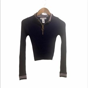 Planet Gold navy blue ribbed sweater